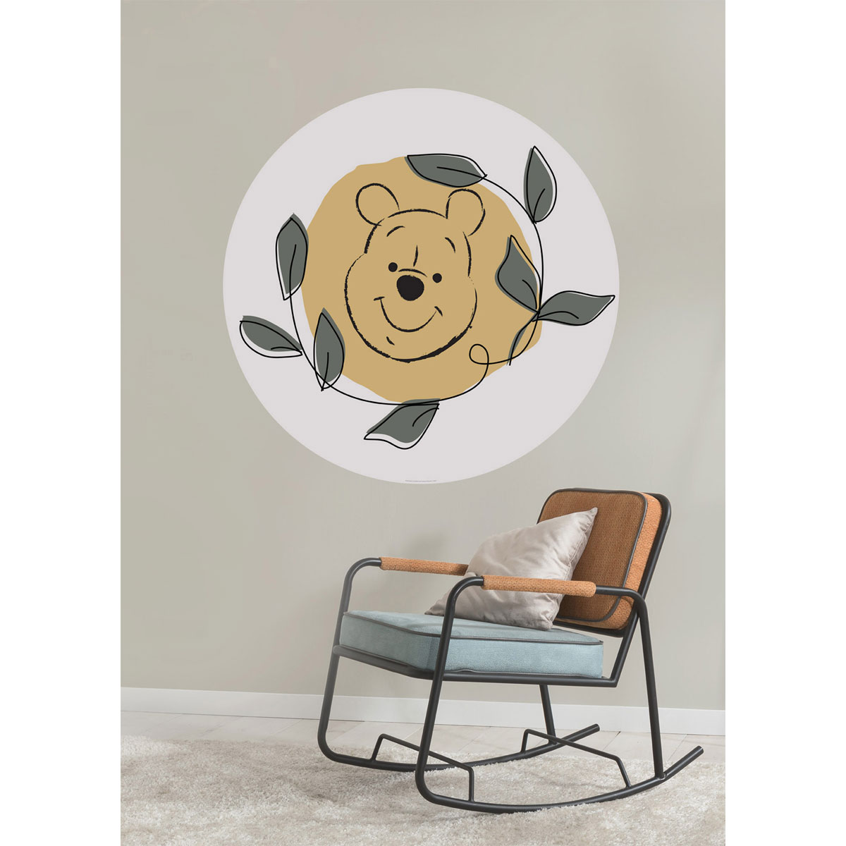 Komar Selbstklebende Vlies Fototapete rund Winnie the Pooh Garland Durchmesser 125 cm