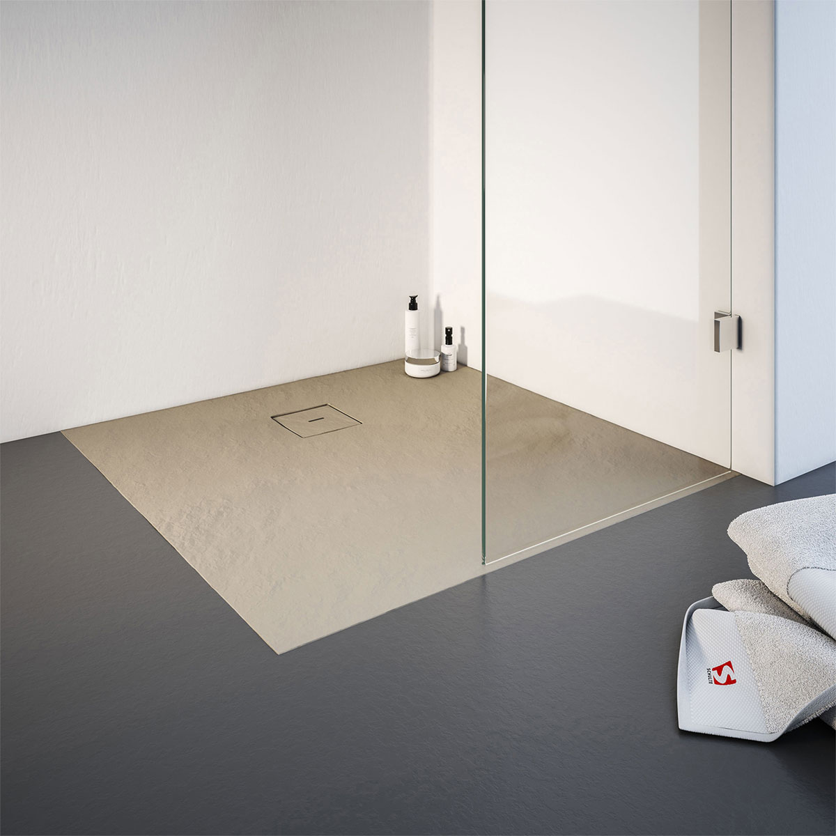 Schulte Express Plus Duschwa Mineralg Steinstr Quadrat -Plan 1200 x 1200 sand
