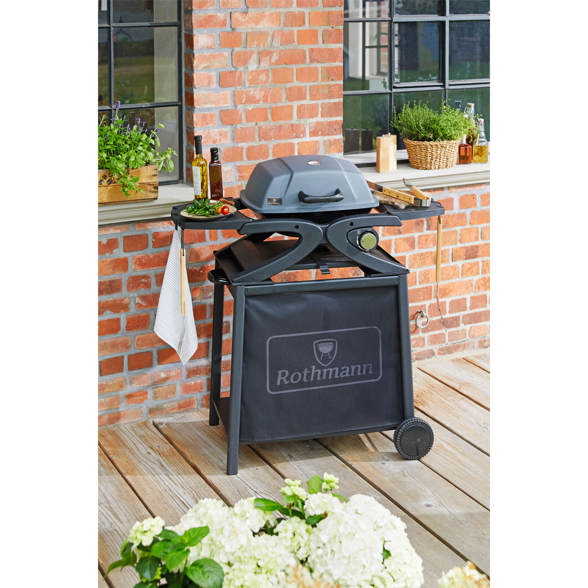 Rothmann Grillwagen pulverbeschichtetes Stahl anthrazit Bild 2