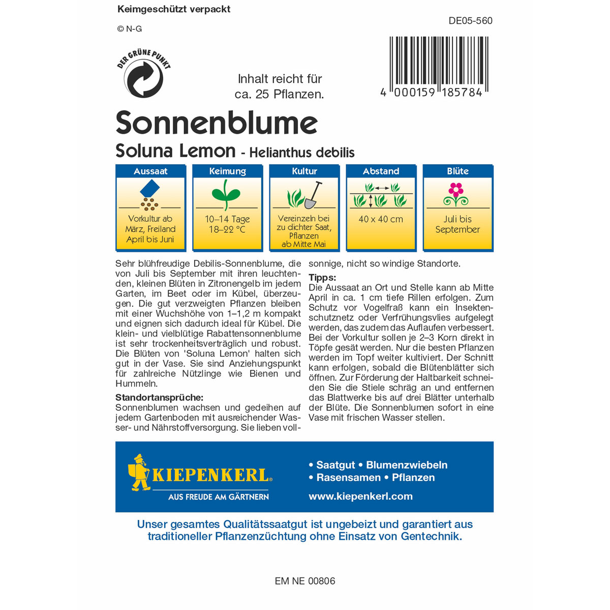 Kiepenkerl Sonnenblume Soluna Lemon Bild 2