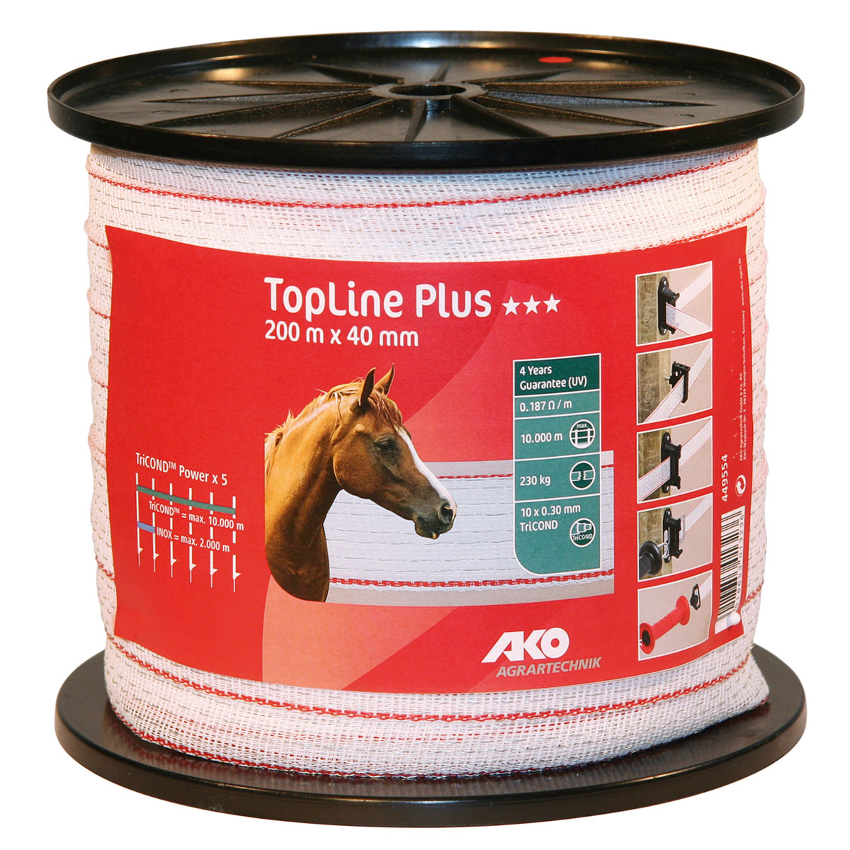 Weidezaunband TopLine Plus 200 m 40 mm weiß-rot Bild 2