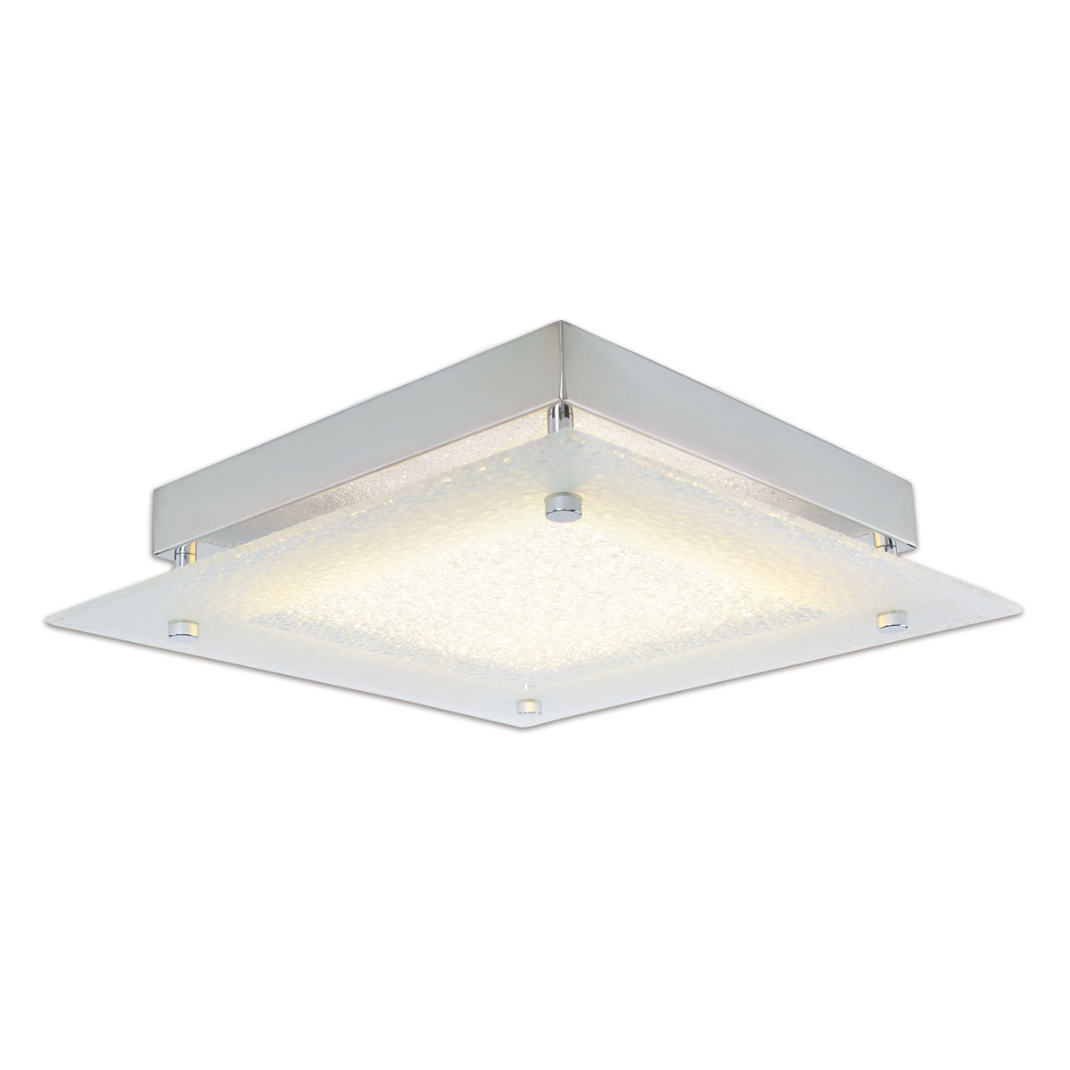 Naeve LED DL Leeds Metall/Glas silberLxBxH: 25x25x5,3cm