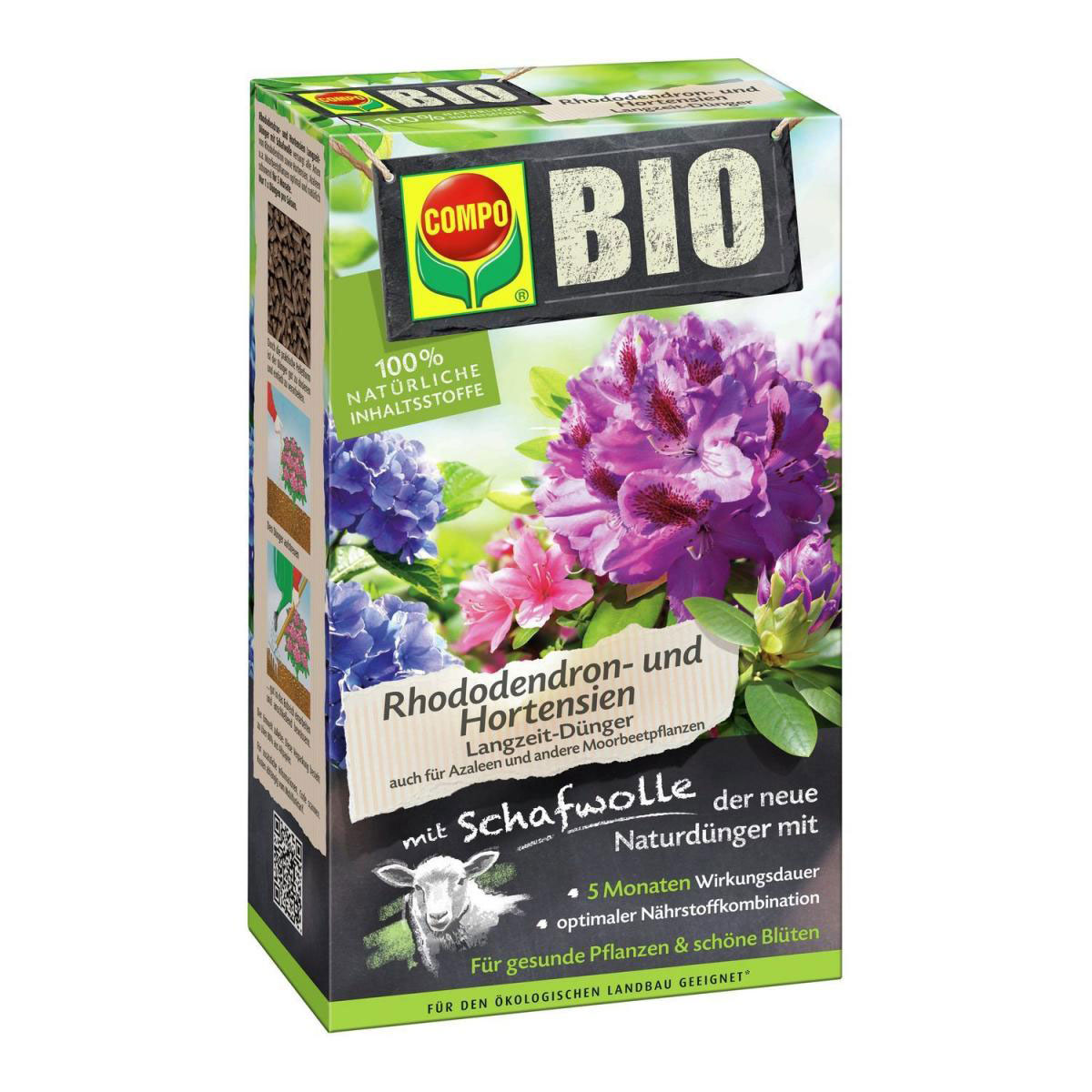 Compo BIO Rhododendron- und Hortensien Langzeit-Dünger mit Schafwolle 2 L