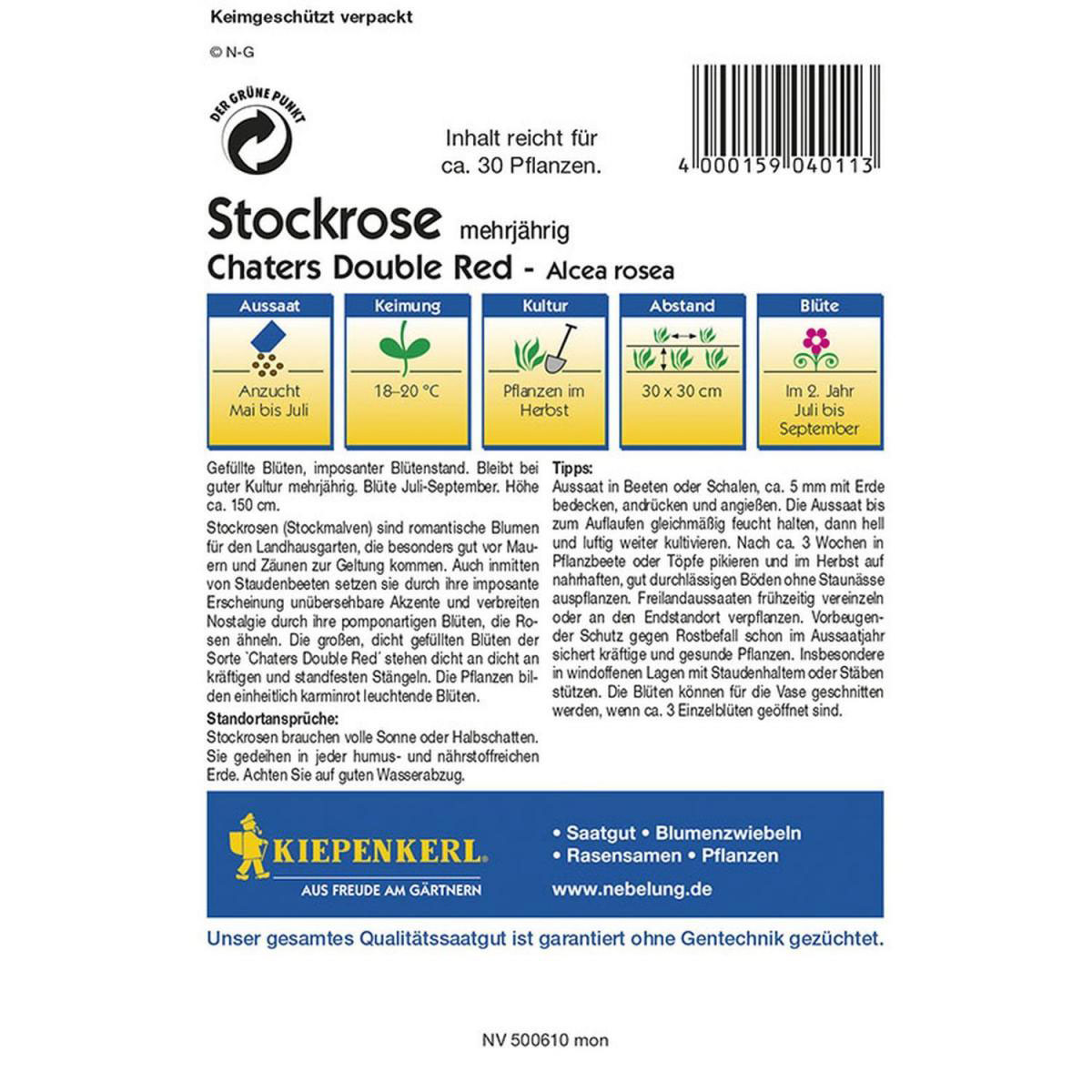 Kiepenkerl Stockrosen Chaters Double Red Profi-Line Bild 2
