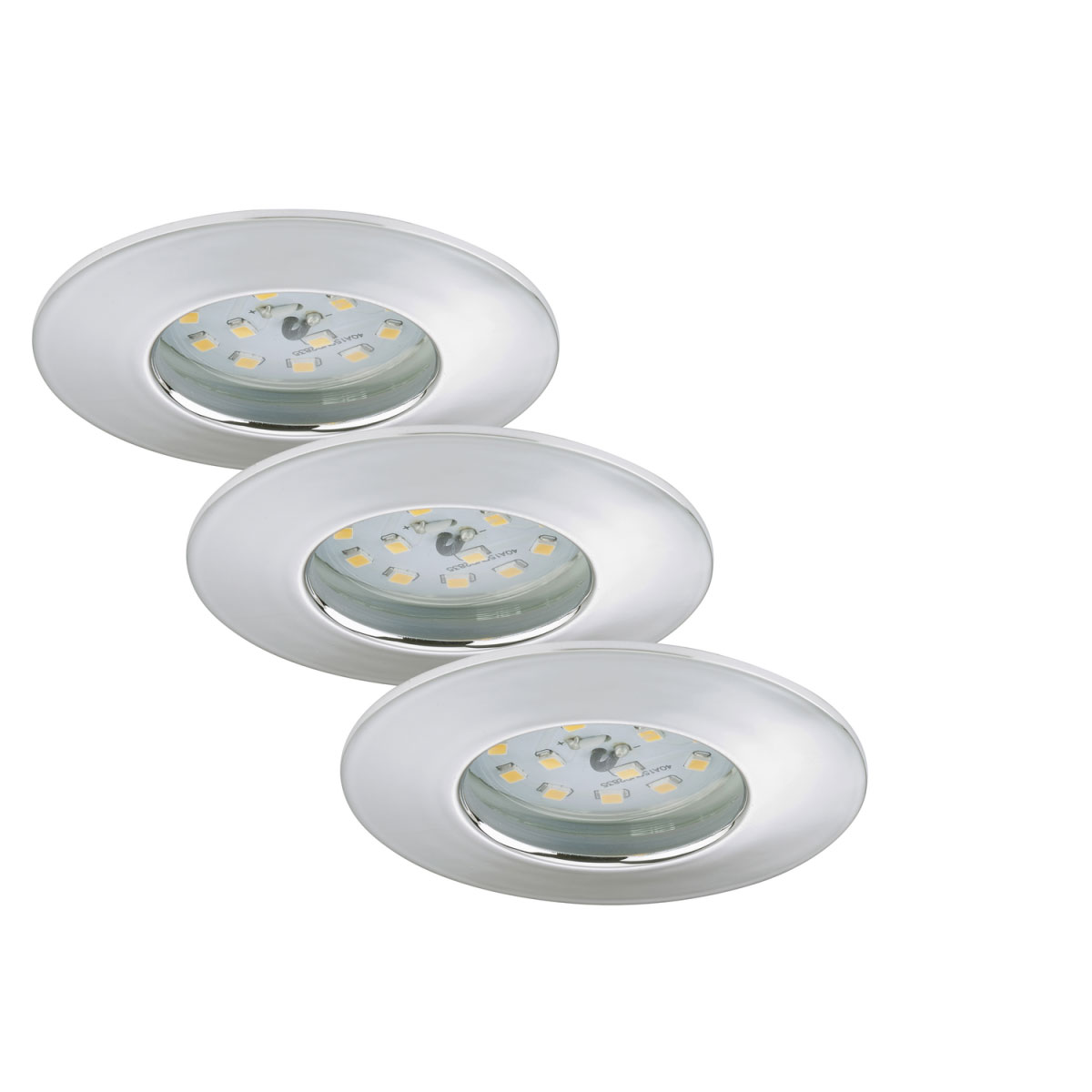 Briloner LED-Einbauleuchte 3er-Set chrom rund