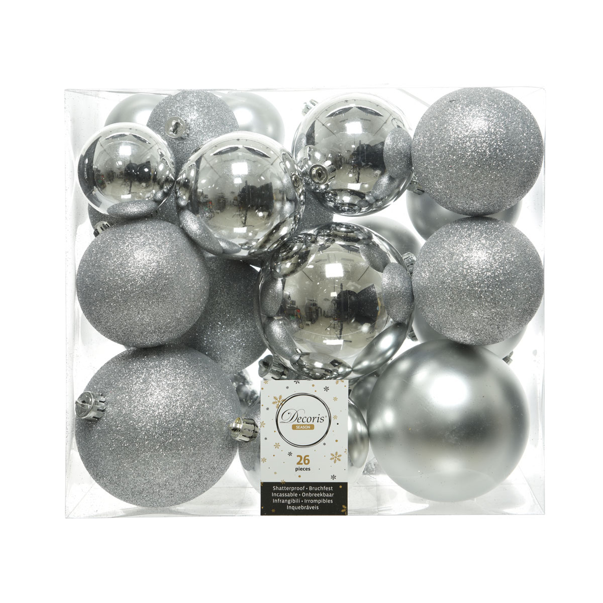 Kugelmix 6/8/10 cm bruchfest glänzend/ matt silber