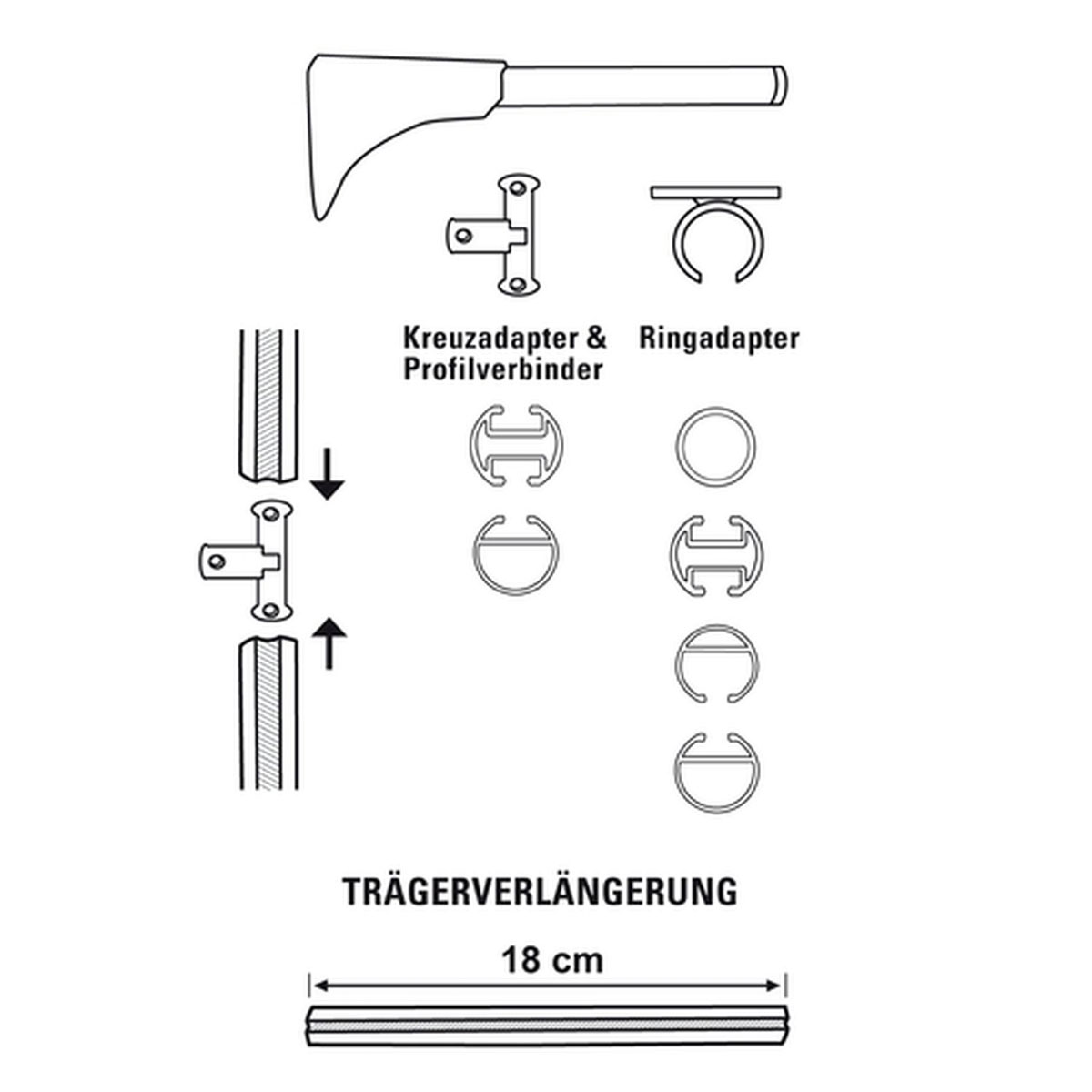 Gardinia Universal Träger 1- und 2-Lauf für Durchmesser 20 mm 15 cm Edelstahl-optik Bild 3
