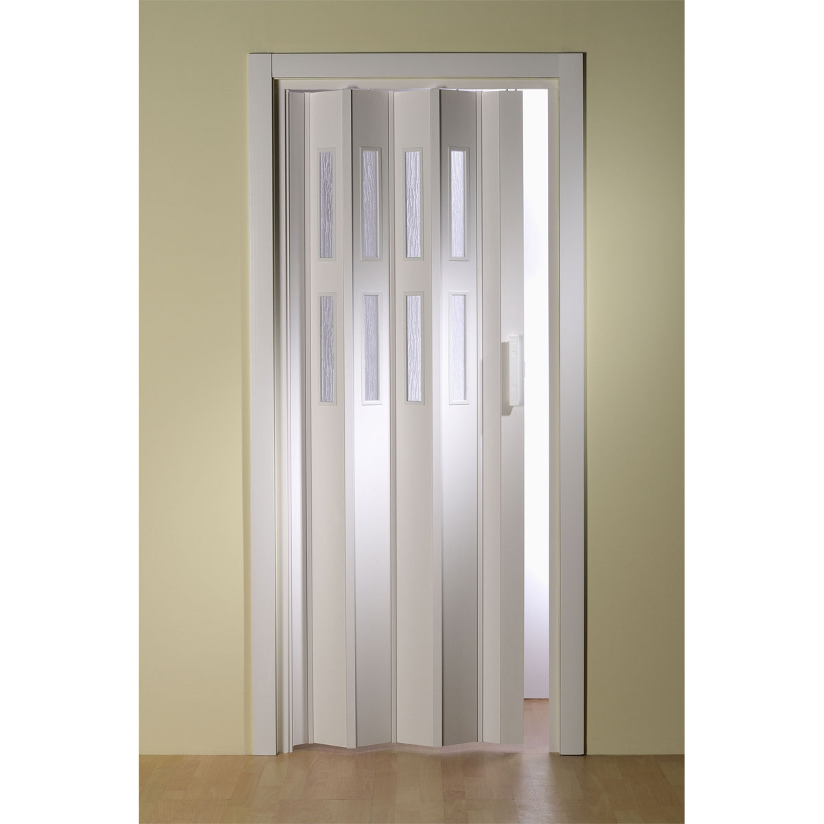 FORTE Kunststoff-Falttür Luciana B 88,5 x H 202 cm weiß 2 Fenster