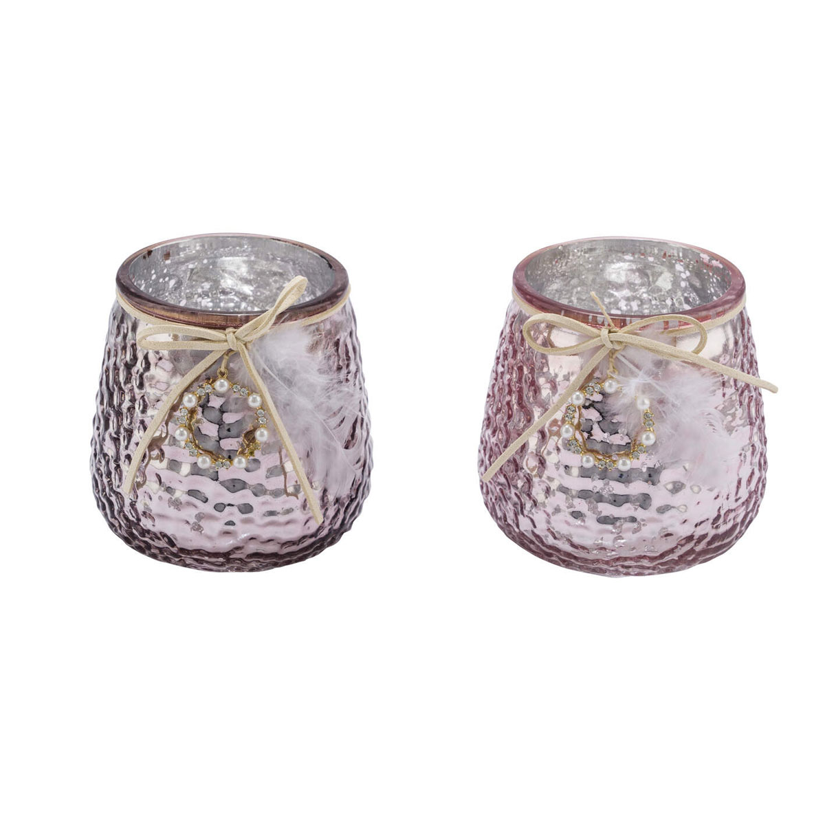 Glaswindlicht rosa sortiert 8 x 8 x 10 cm