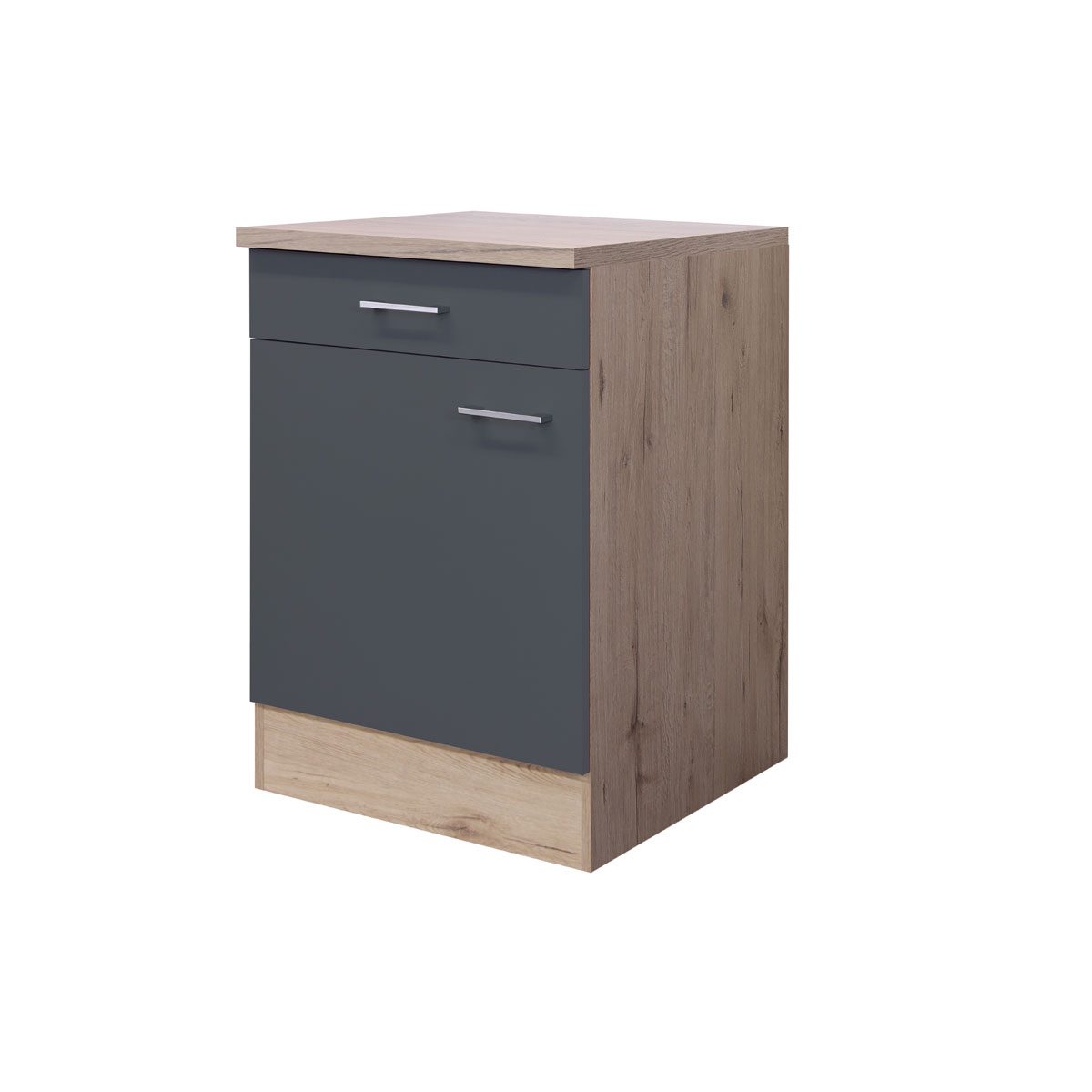 Flex-Well Küchenunterschrank „Tiago", 60x85x60 cm, basaltgrau/San Remo Eiche