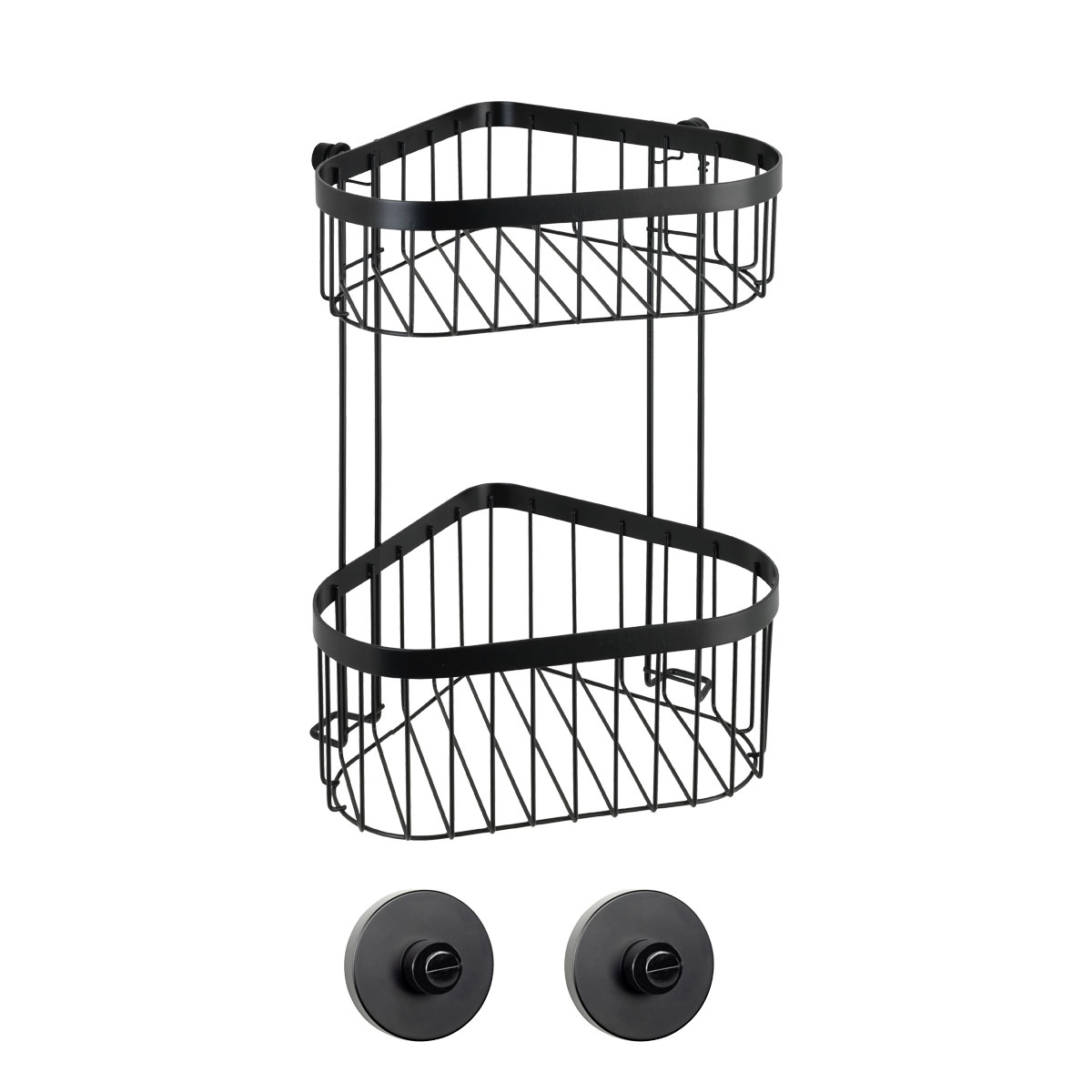 Wenko Eckregal 2 Etagen Classic Plus Black mit Vacuum-Loc Adapter Befestigen ohne bohren