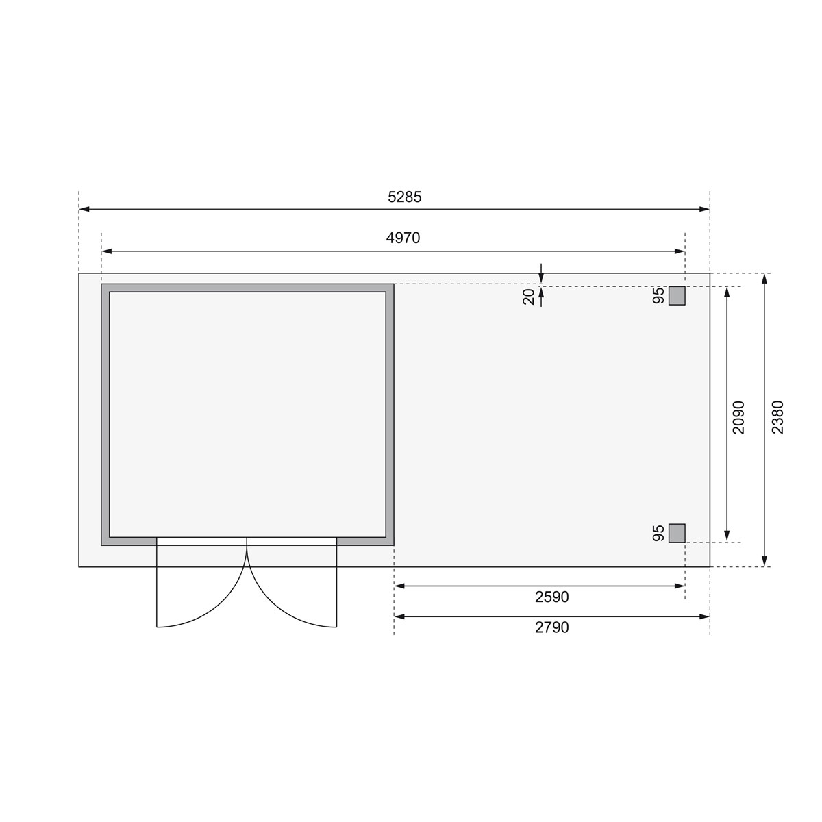 Karibu BBH Askola 3 Set mit Anbaudach terra Bild 8