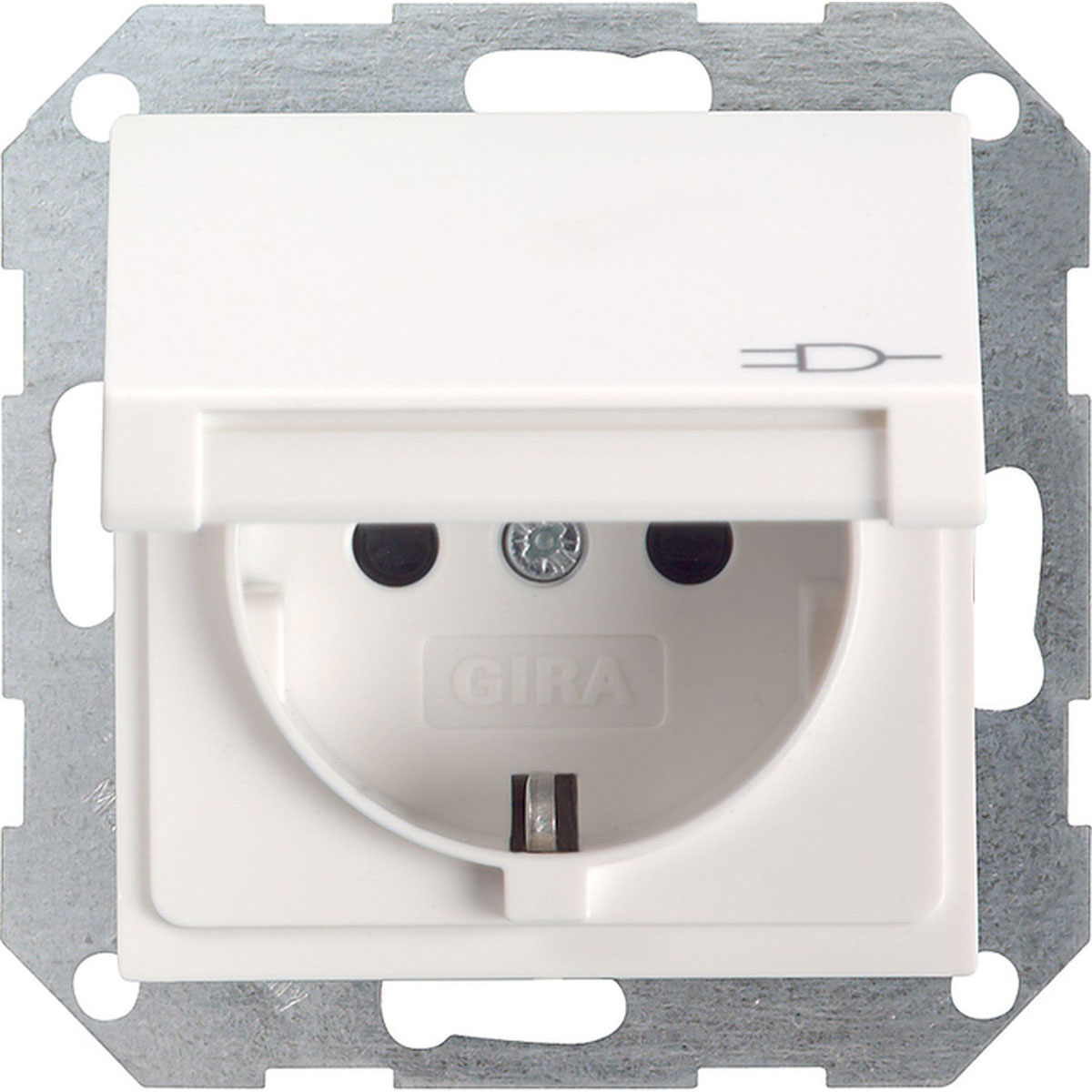Gira SCHUKO-Steckdose System 55 reinweiß matt Klappdeckel