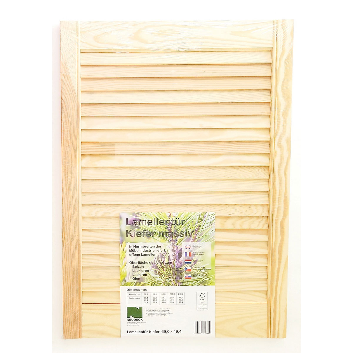 Lamellentür 69,0 x 49,4 x 2 cm Kiefer massiv