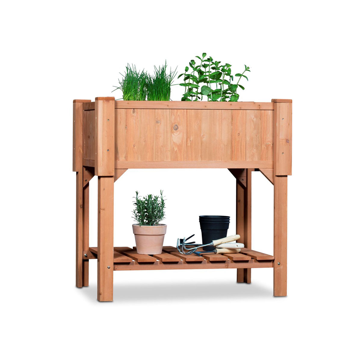 Coemo Hochbeet Kräuterbeet mit Pflanzfolie 120 x 40 x 90 cm