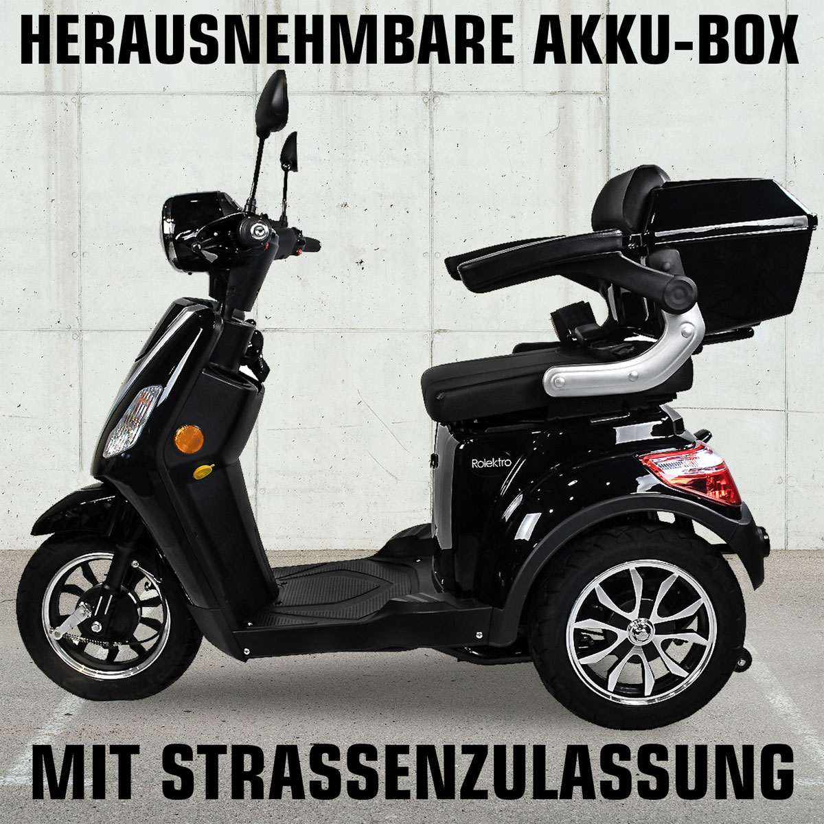 Rolektro E-Dreiradroller „25 V.3“ 1000 W, schwarz Bild 6