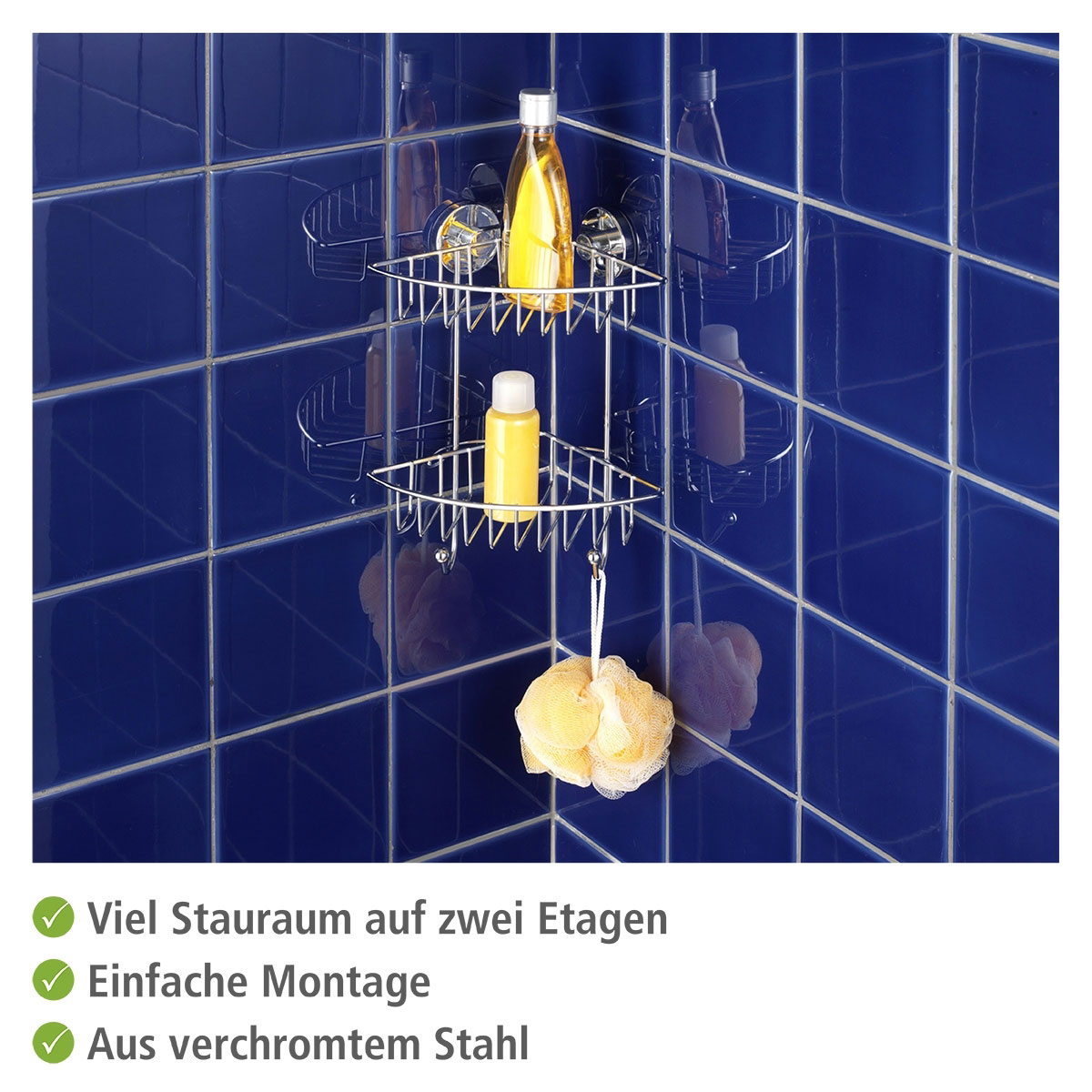 Wenko Vacuum-Loc Eckregal Bari 2 Etagen Bild 3