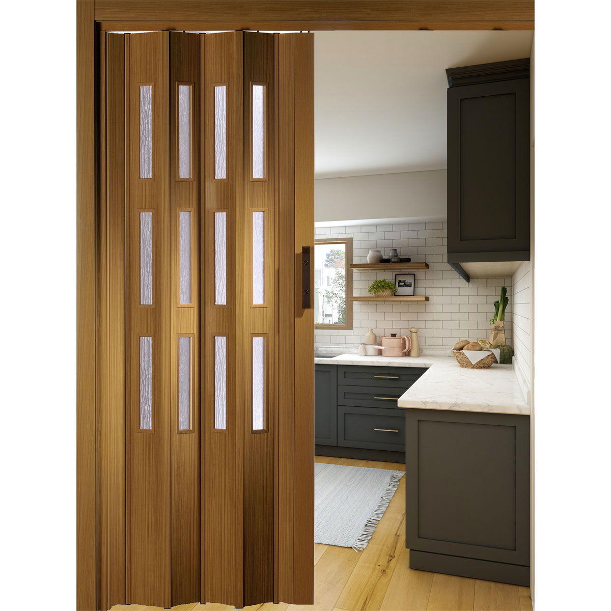 FORTE Kunststoff-Falttür Luciana B 88,5 x H 202 cm Buche 3 Fenster Bild 3