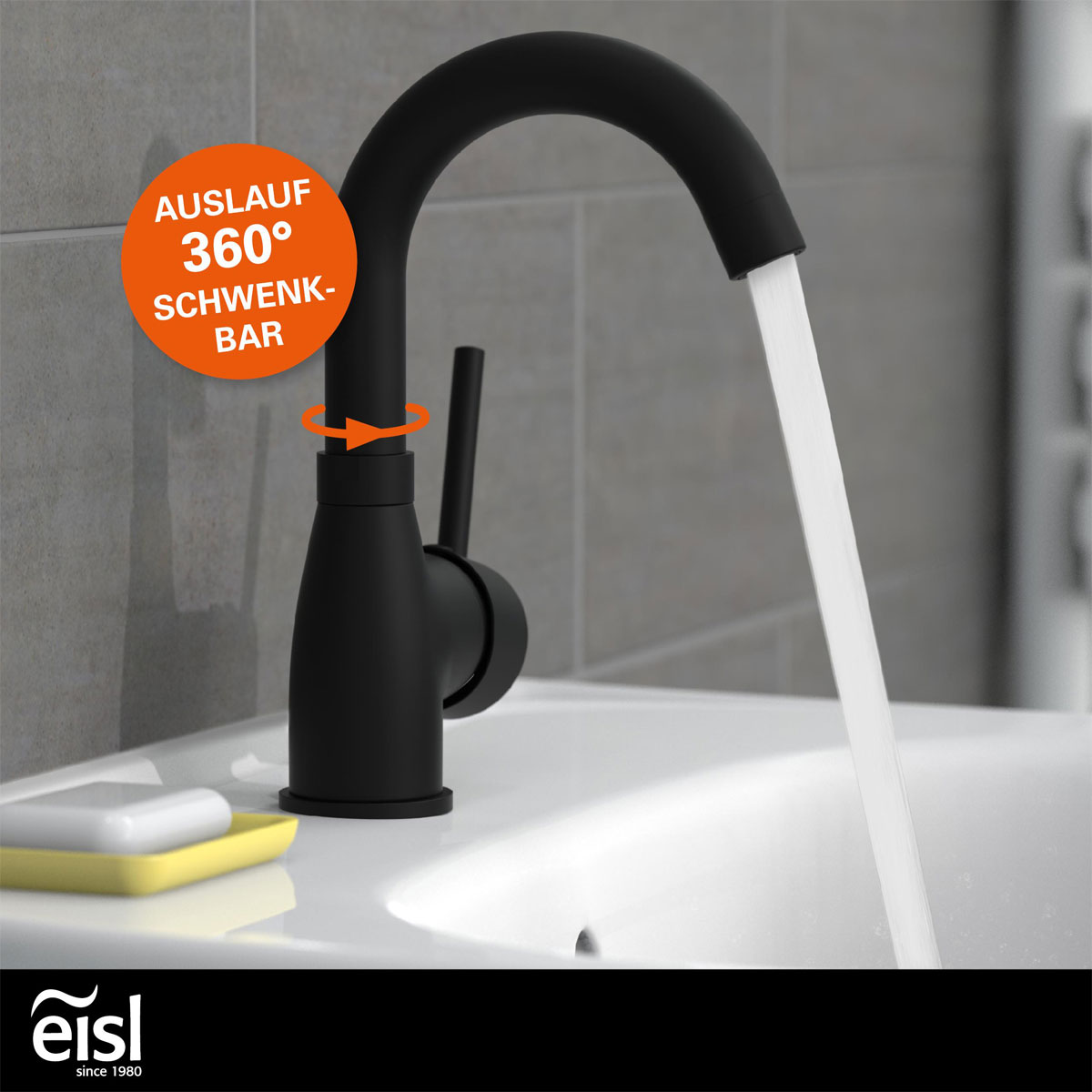 Eisl  Waschtischarmatur „Futura“ schwarz mit Cold-Start-Funktion Bild 4