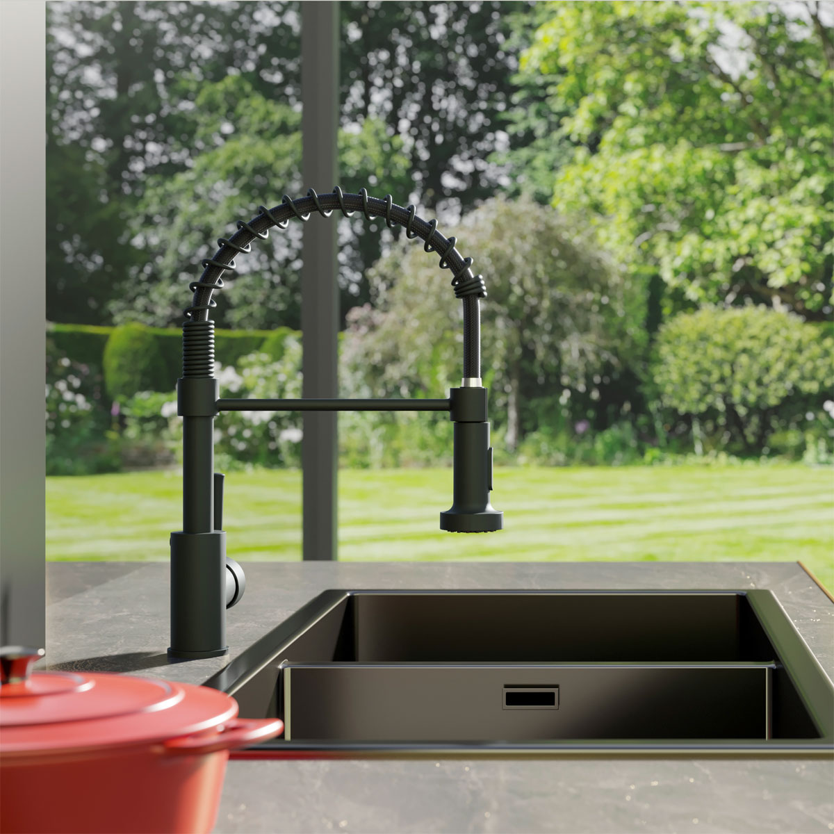 LENZ ND-Spültischamatur Nova mit Brause Schwarz Matt Bild 2