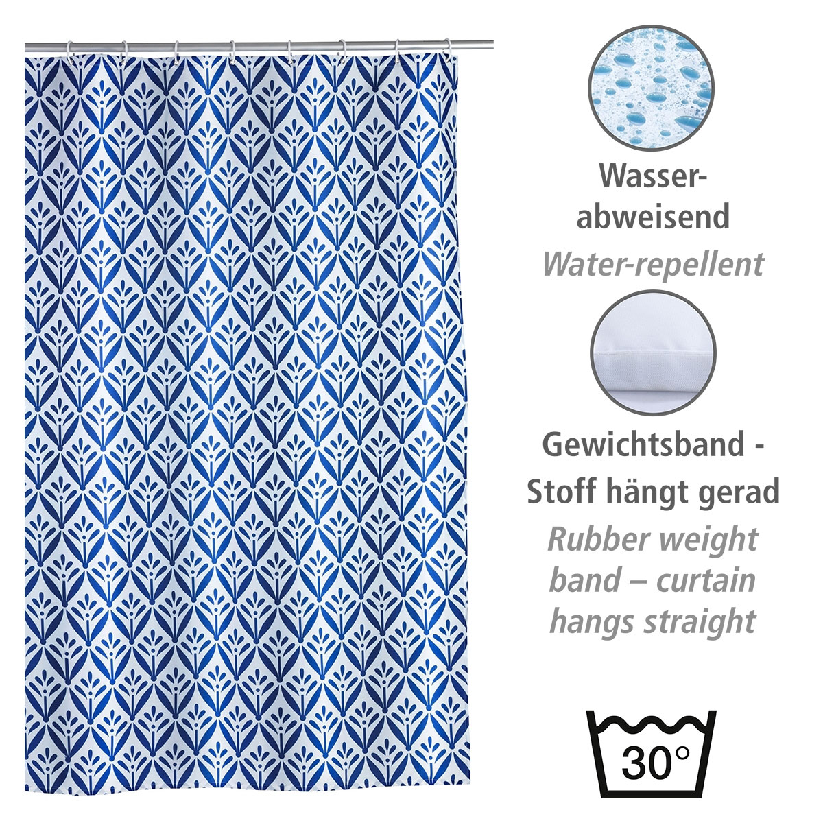 Wenko  Duschvorhang Lorca Textil Polyester 180 x 200 cm waschbar Bild 3