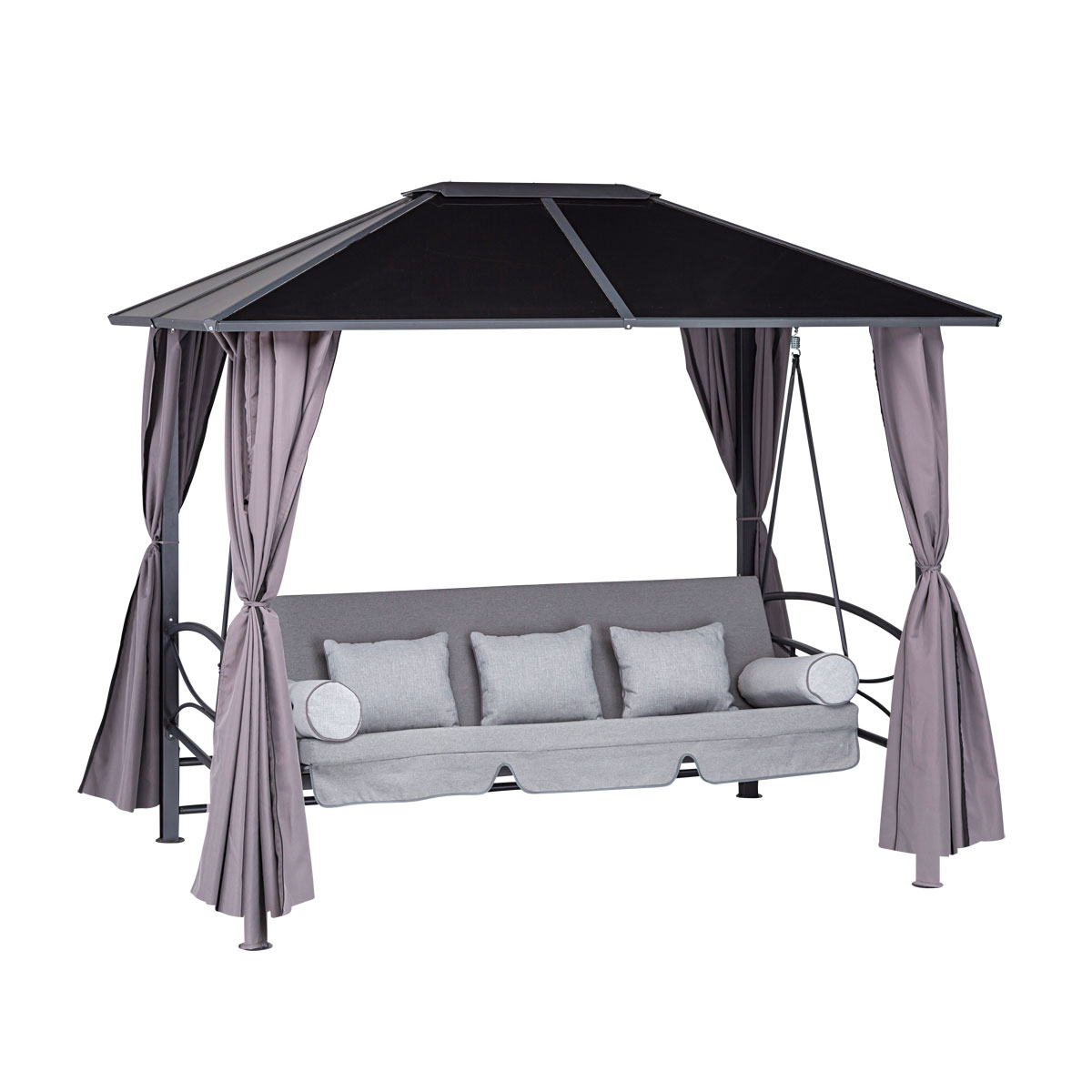 Haveson Hollywoodschaukel Teneriffa anthrazit/grau 258 x 245 x 176 cm