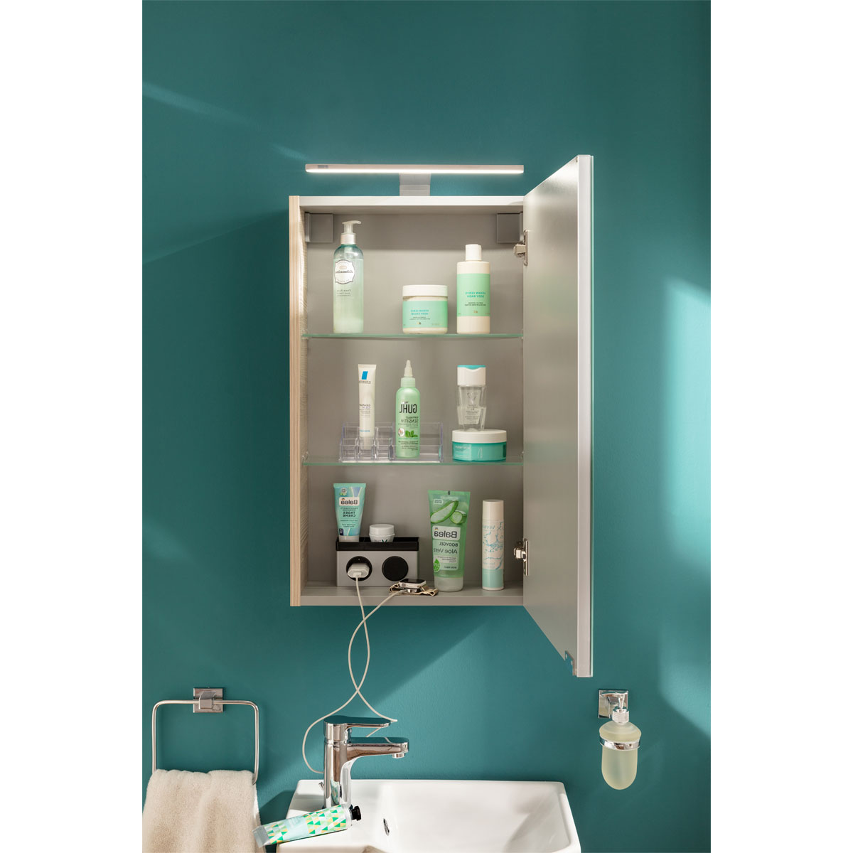 Fackelmann  Gäste-WC Spiegelschrank rechts SBC 400 x 680 x 153 mm Alaska-Esche Bild 5