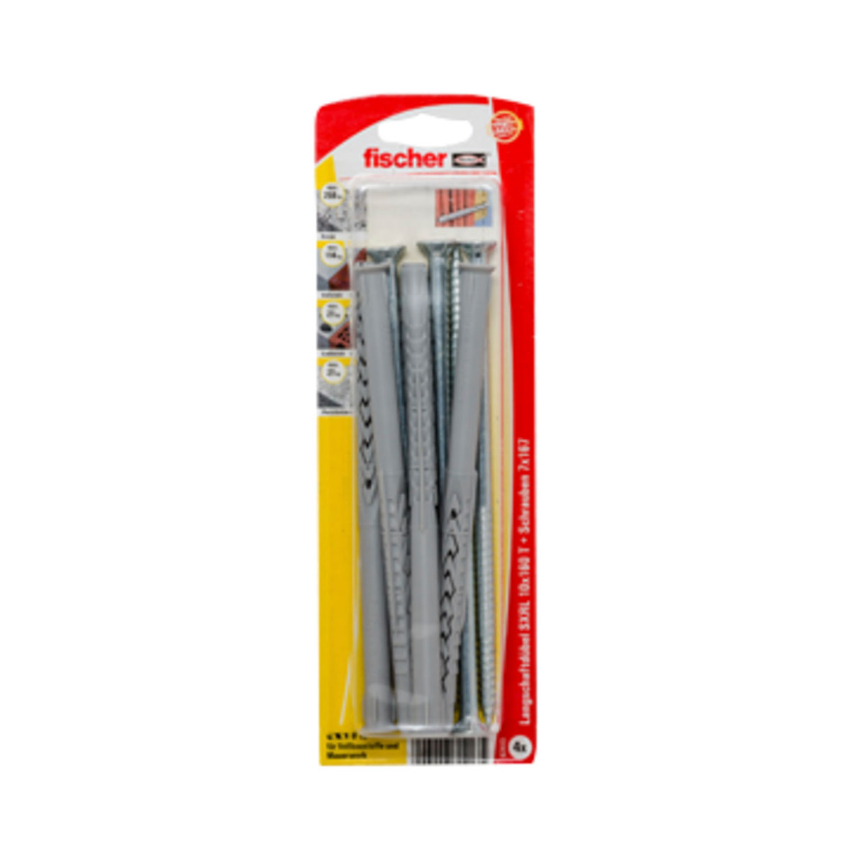Fischer Langschaftdübel SX RL 10 x 160 mm T-Senkkopfschraube 4 Stück