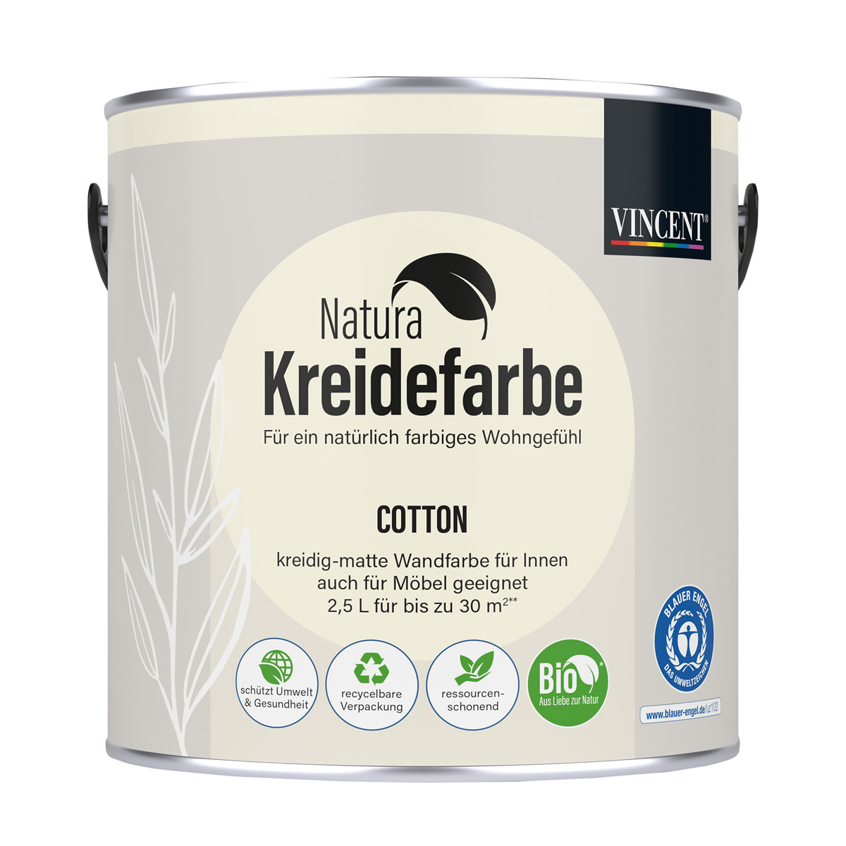 Vincent  Natura Kreidefarbe Cotton matt 2,5 L
