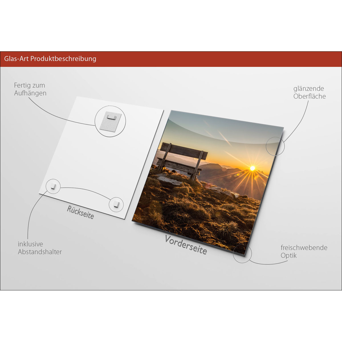 Glas-Art Bench und Horizon 30 x 30 Glasbild Bild 3