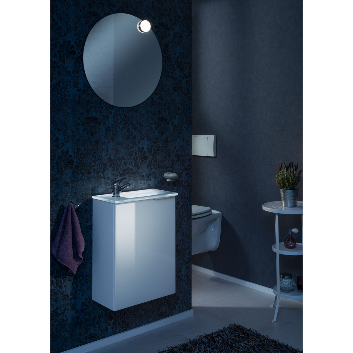 Fackelmann  Gäste-WC Waschtischunterschrank links SBC 440 x 600 x 243 mm weiß/lackiertes Glas Weiß Bild 7