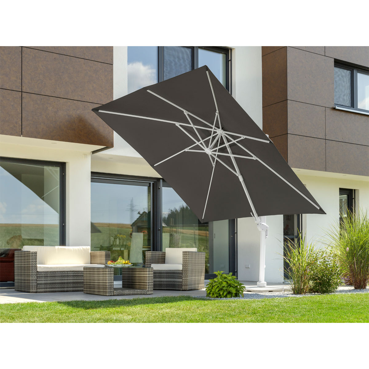 Schneider Schirme Ampelschirm Rhodos Twist Bianco 300 x 300 anthrazit Bild 4