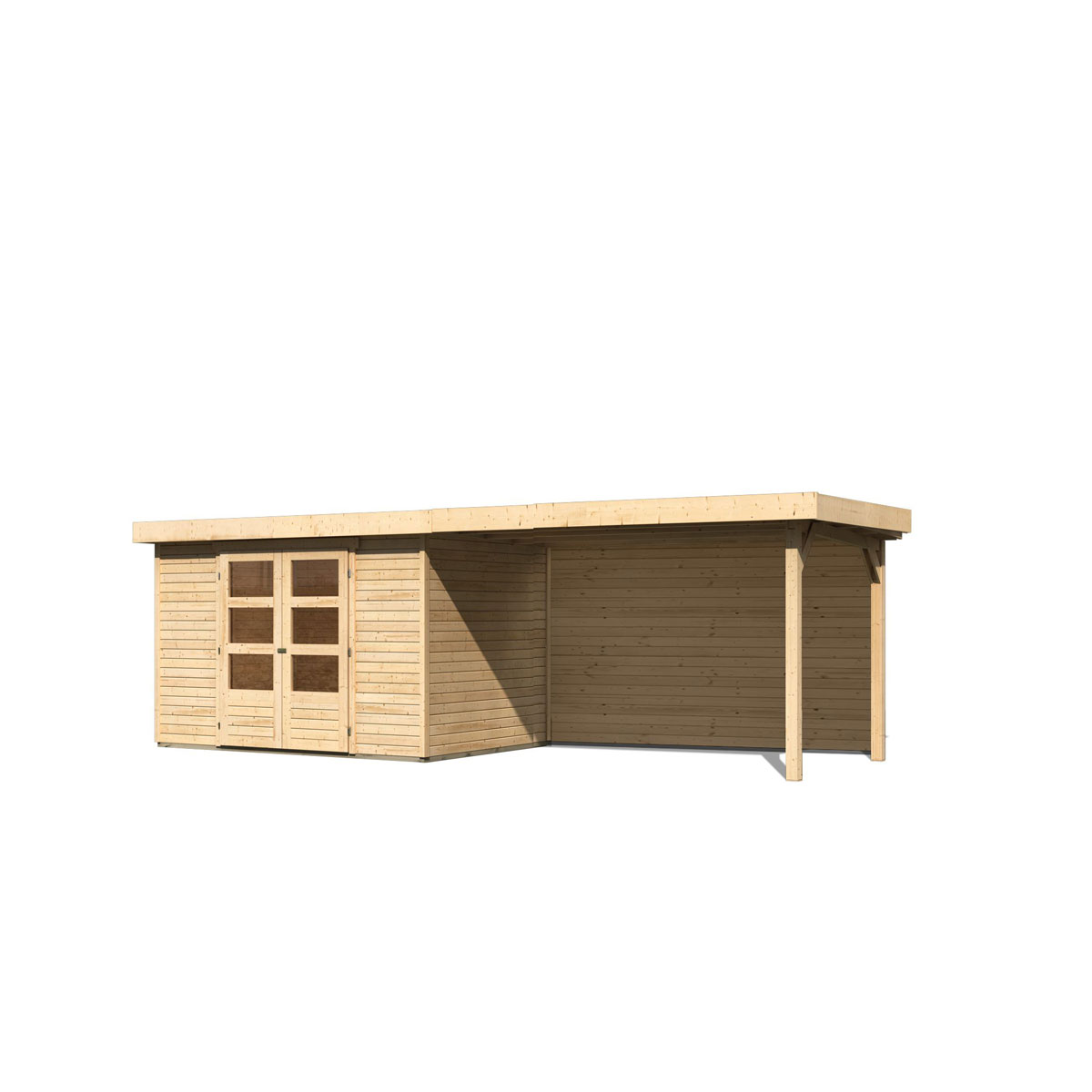 Karibu BBH Askola 4 Set mit Anbaudach naturbelassen Bild 4