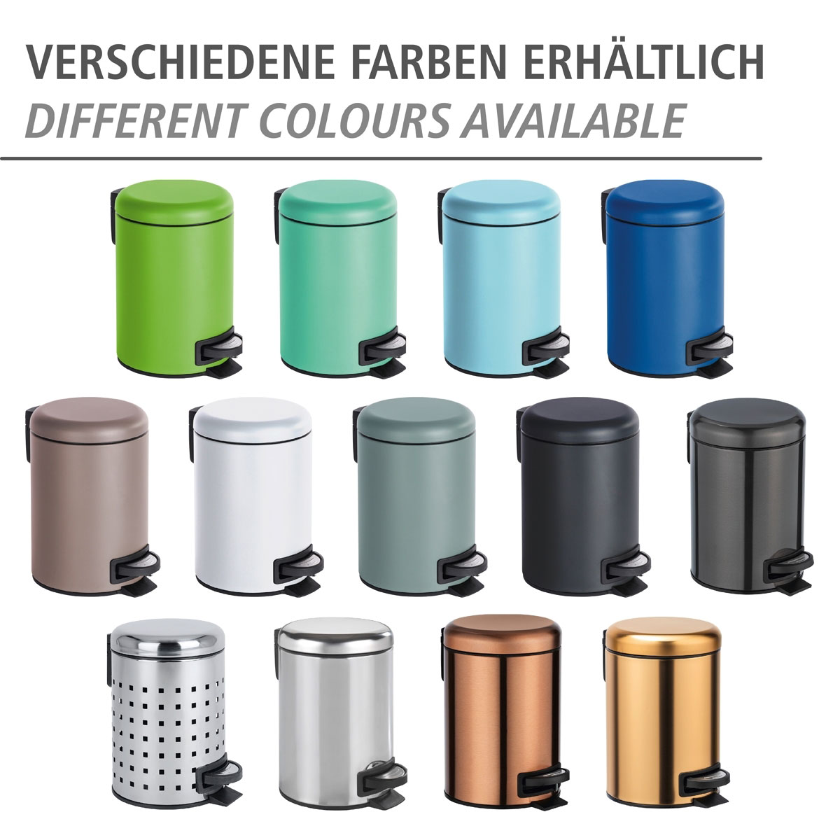 Wenko Kosmetik Treteimer Leman schwarz 3 L | Schwarz | 400132