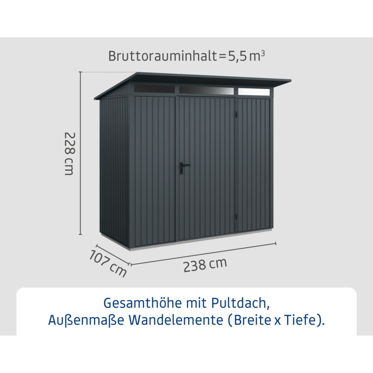 EcoStar  Gerätehaus Trend-PTyp 1RAL7016 1 flg Bild 3