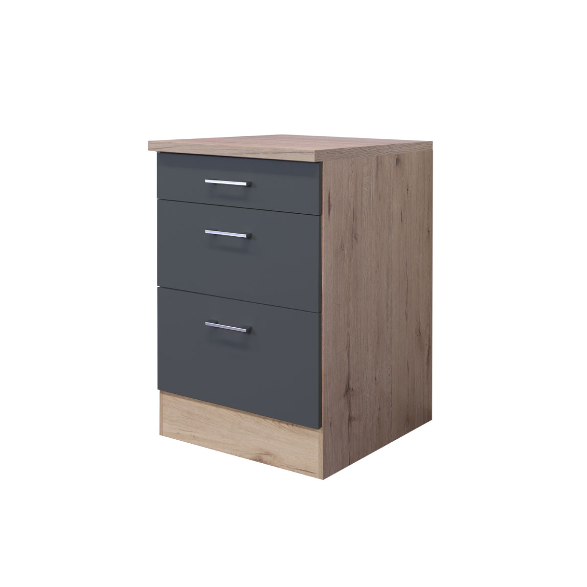 Flex-Well Küchenunterschrank „Tiago“ 60x85x60 cm, basaltgrau/San Remo Eiche