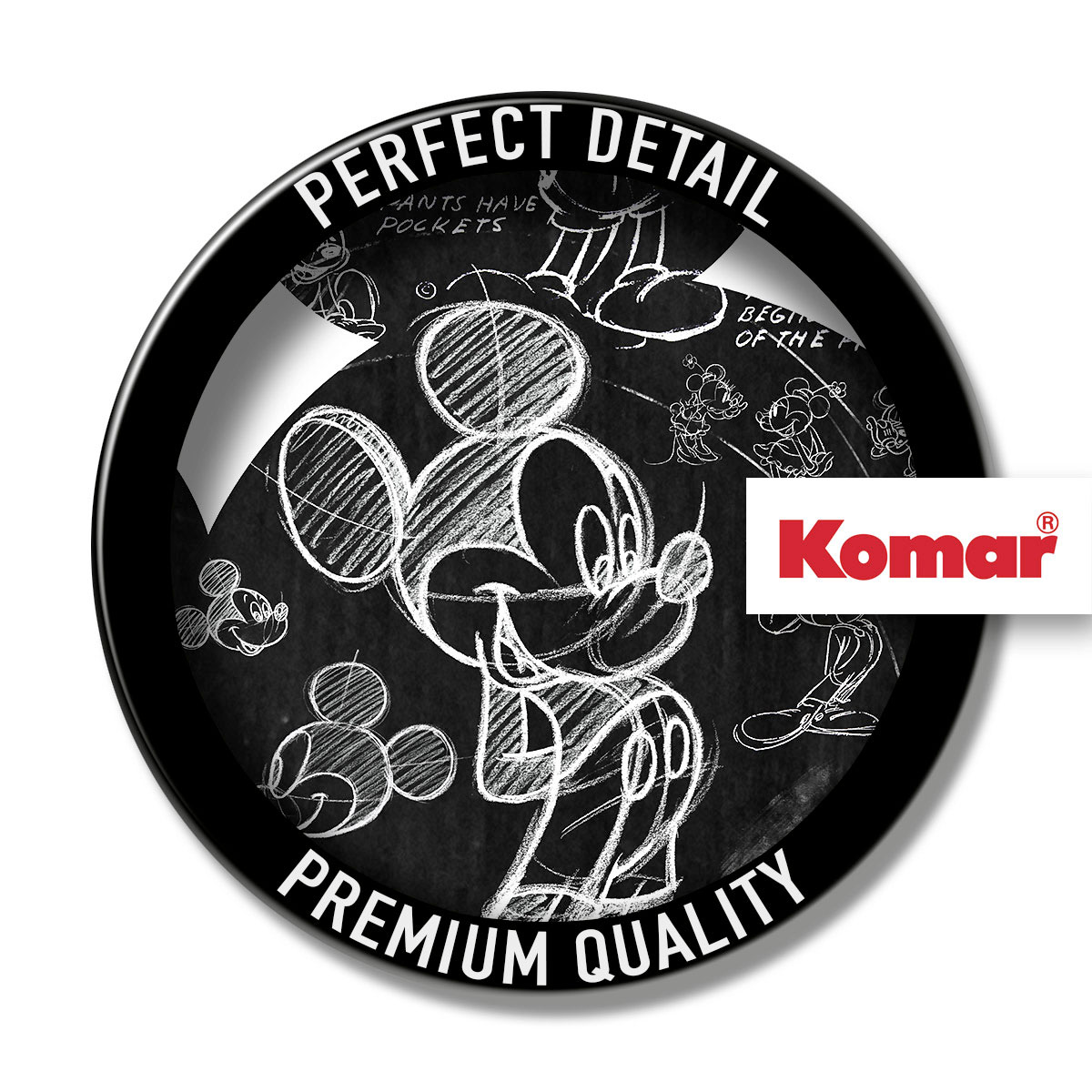Komar Selbstklebende Vlies Fototapete rund Mickey Head Illustration Durchmesser 125 cm