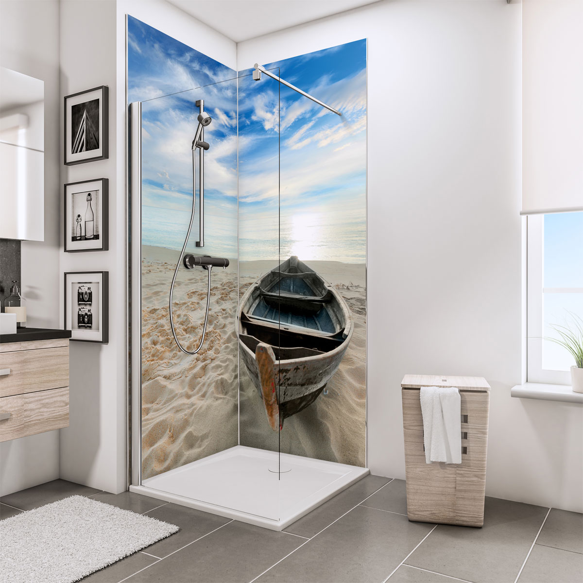 Schulte ExpressPlus Duschrueckwand DecoDesign Foto ue Eck Ruderbo a Str.2100 x 900 x 900