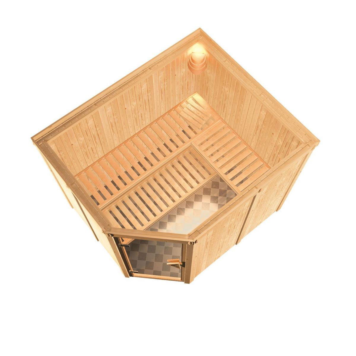 Karibu Systemsauna Malin 68 mm 9 kW Ofen Bio externe Strg ohne Dachkranz Bild 3