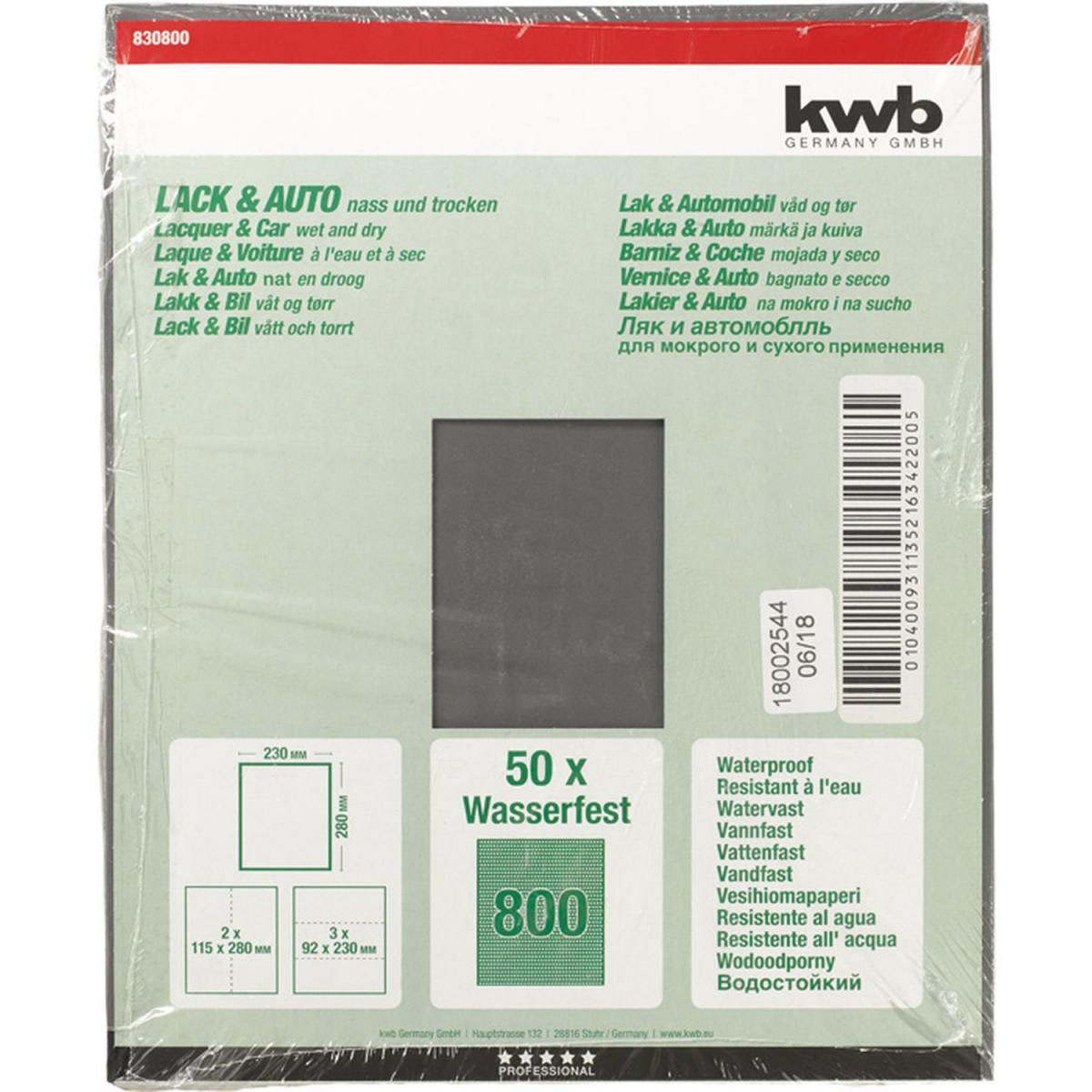 kwb  Schleifpapier Lack und Auto wasserfest 230 x 280 mm K800 Bild 2