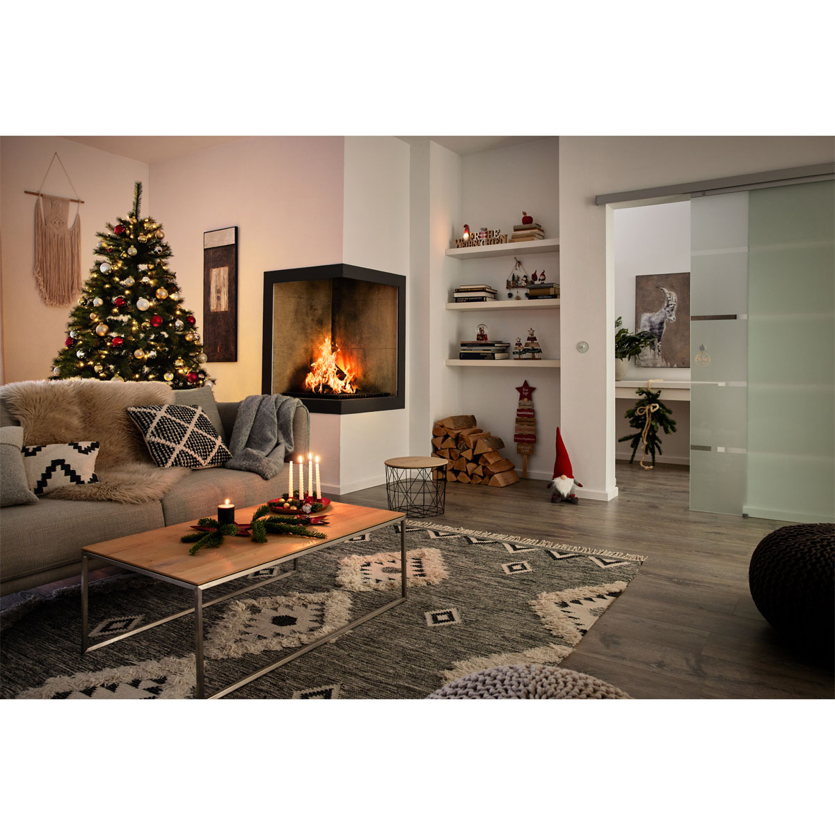 Teller mit 4 Kerzenhaltern Metall 26 x 3 x 26 cm rot Bild 3