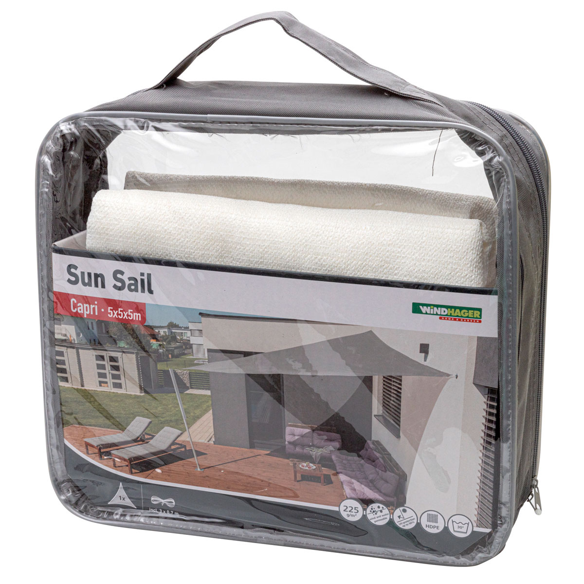 Sonnensegel Capri 5 x 5 x 5 m weiß Bild 2