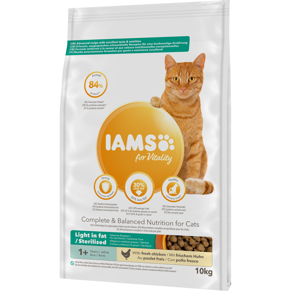 IAMS Trockenfutter Vital Katzen Fettarm Huhn 10 kg
