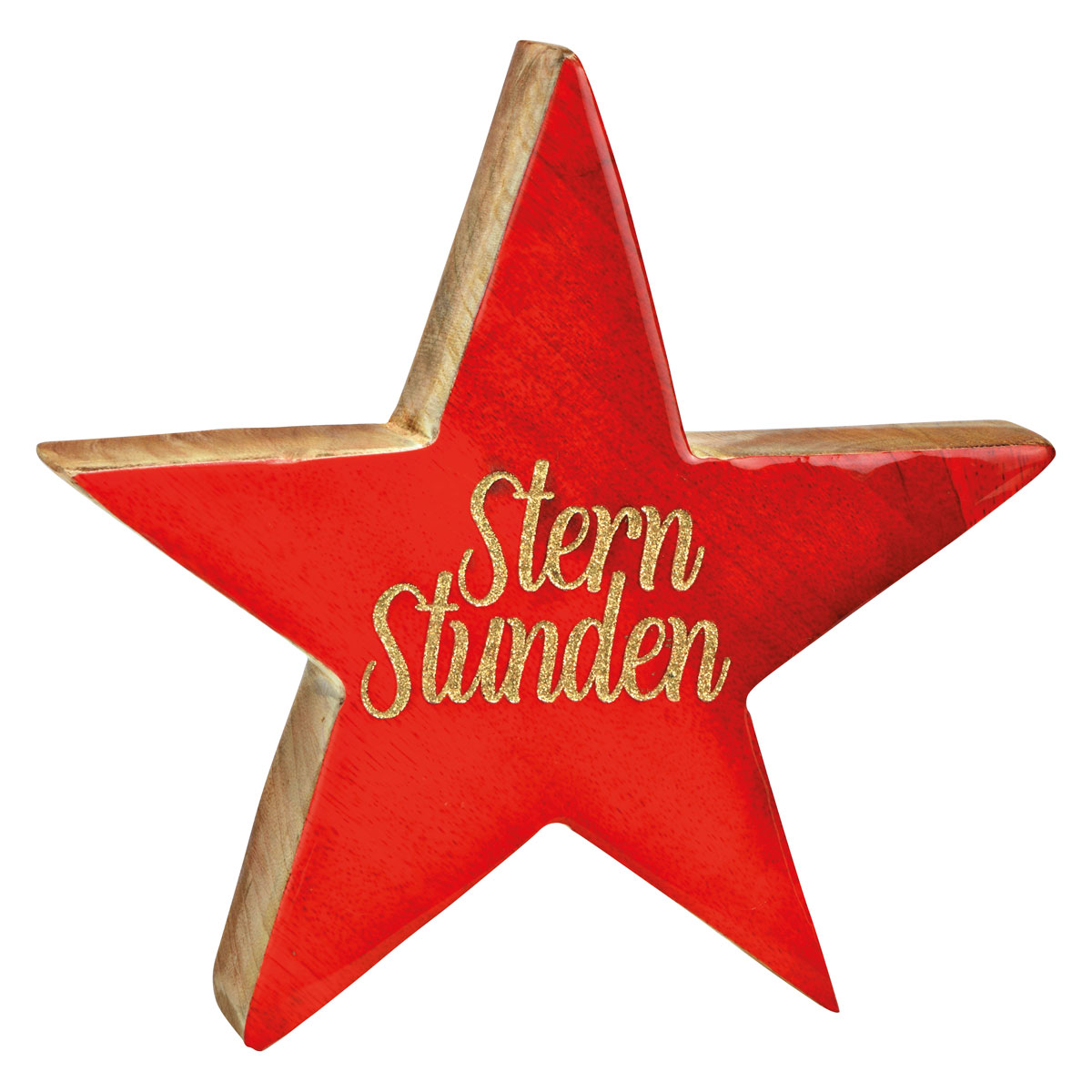 Stern Sternstunden aus Mangoholz rot 19 x 20 x 4 cm