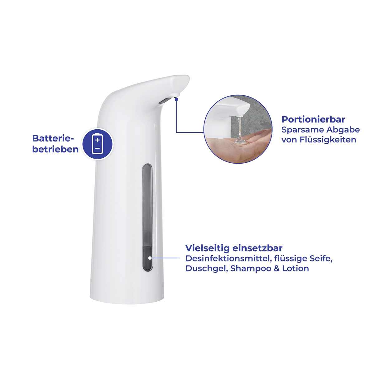 Wenko Sensor Desinfektionsmittel- und Seifenspender Larino automatischer  Infrarot Seifen-Dosierer und Desinfektionsspender Füllmenge 400 ml | 514853 | Spender