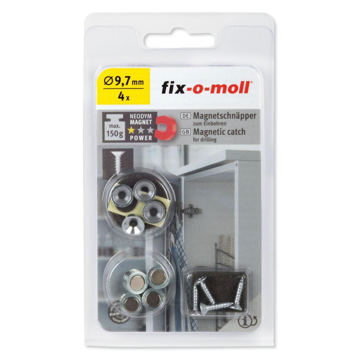 Magnet-Schnäpper z.Einbohr D9,7 mm 4Sets