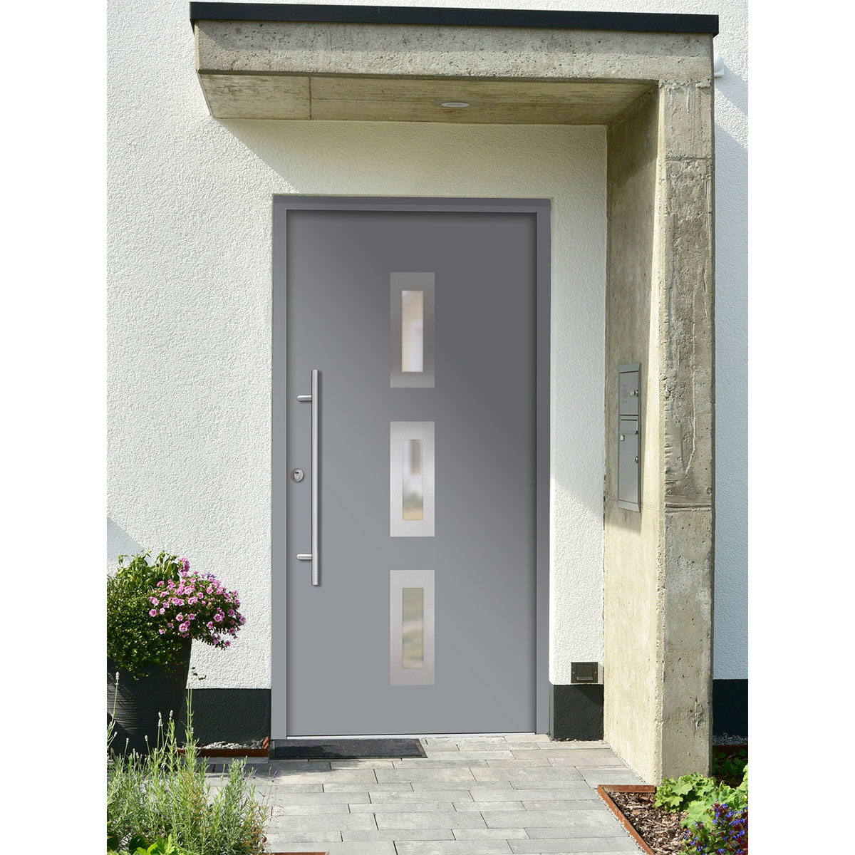 SplenDoor  Premium-Haustür Passivedoor Aalborg energiesparend grau 100 x 200 cm links Bild 2