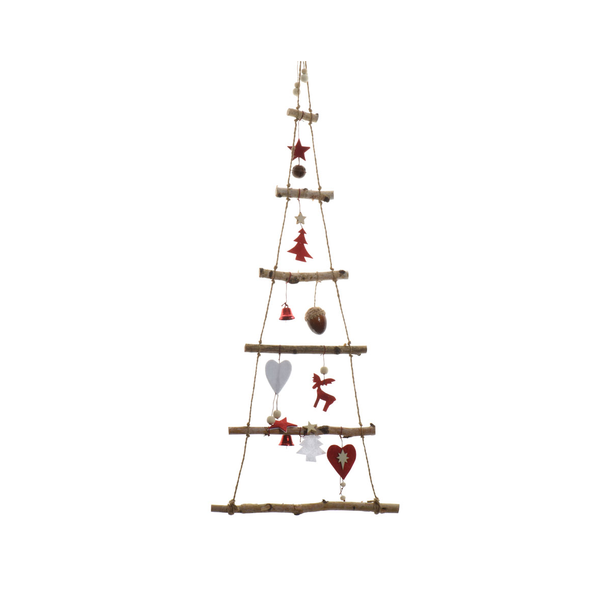 Hängegirlande Baum Birke mit Dekor rot LxBxH 2 x 34 x 100 cm