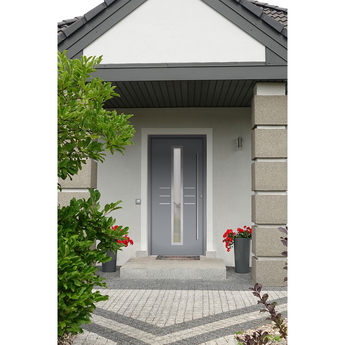 SplenDoor  Premium-Haustür Passivedoor Lund energiesparend grau 100 x 200 cm rechts Bild 2