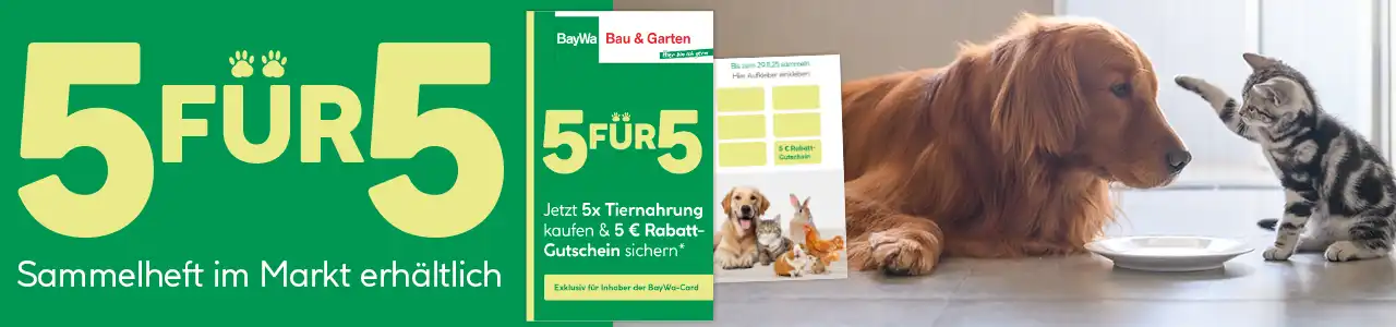 Sammelheft 5-für-5 Tiernahrung Banner Kundenkartenaktion